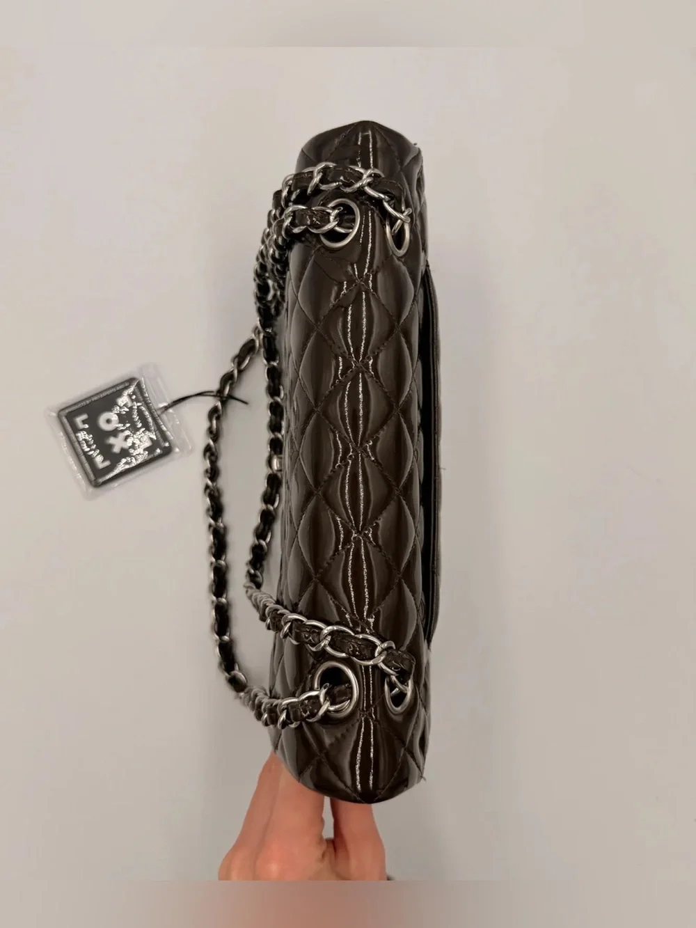 Chanel Classic Medium Double Flap — Dark Brown Patent Silver HW